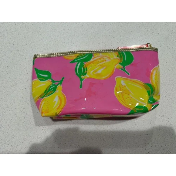 Lilly Pulitzer for Estee Lauder Cosmetic Pouch Pink/Yellow - Picture 2 of 4